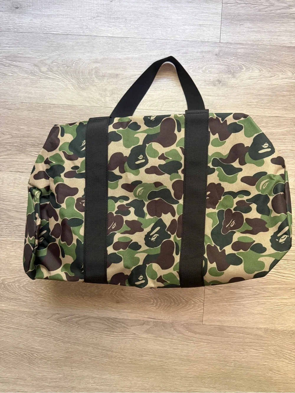 Bape Camo Duffel Bag in Green and Brown with Black Straps